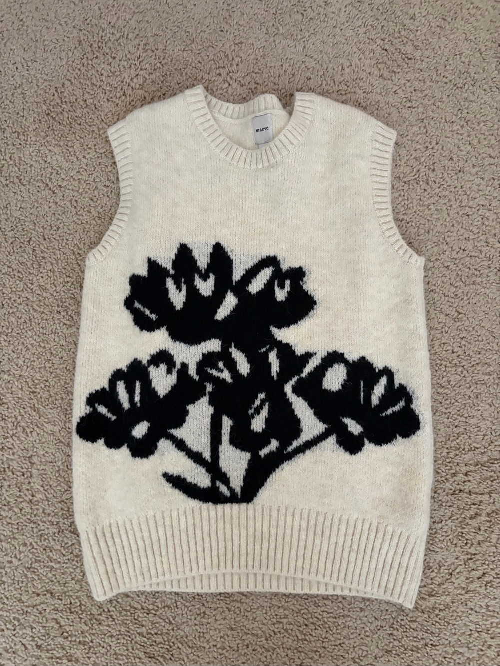 Anthropologie Cream/Black Sweater Vest